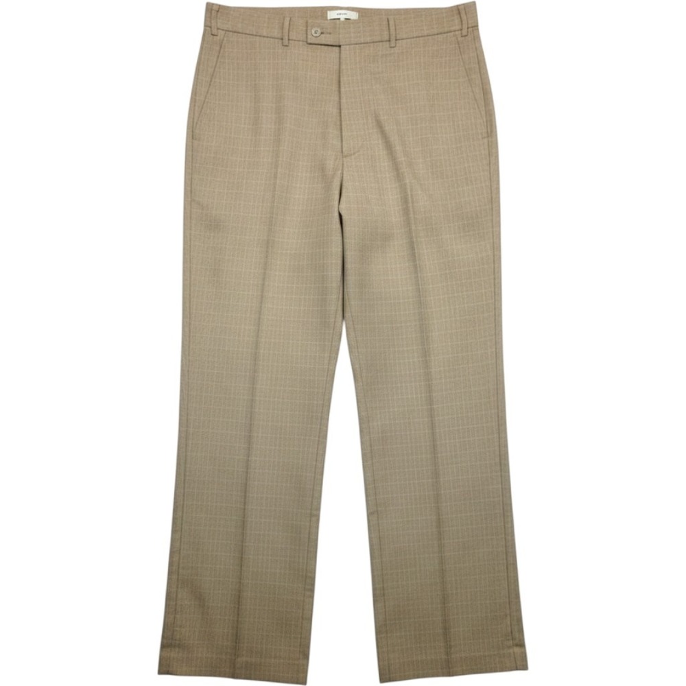 Haband Mens Tan Glen Plaid Dress Pants Flat Front Straight Leg 36x28 Beige
